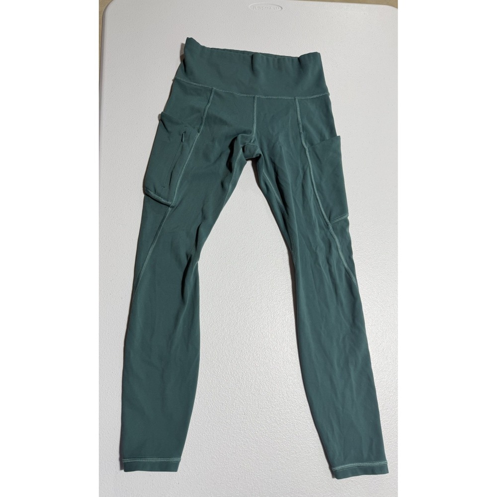 Athleta 7/8 Tight Womens XS Teal Pocket Leggings Logo